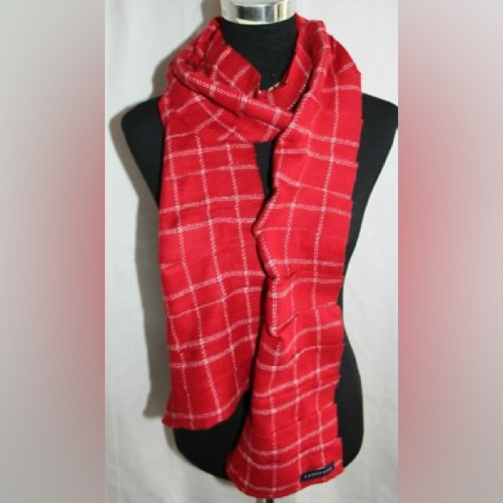 Lands' End Red Checkered Women's Scarf